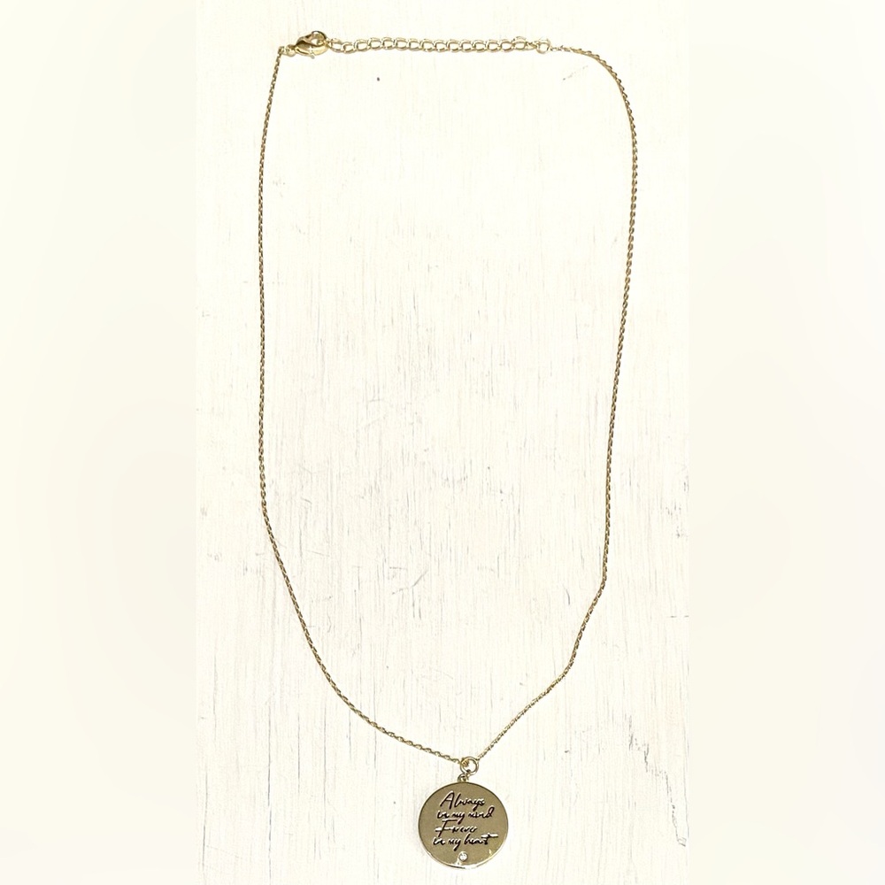 Silver Round Disc Charm Chain Necklace Always on my Mind Fall Preppy Cottagecore - Picture 10 of 13